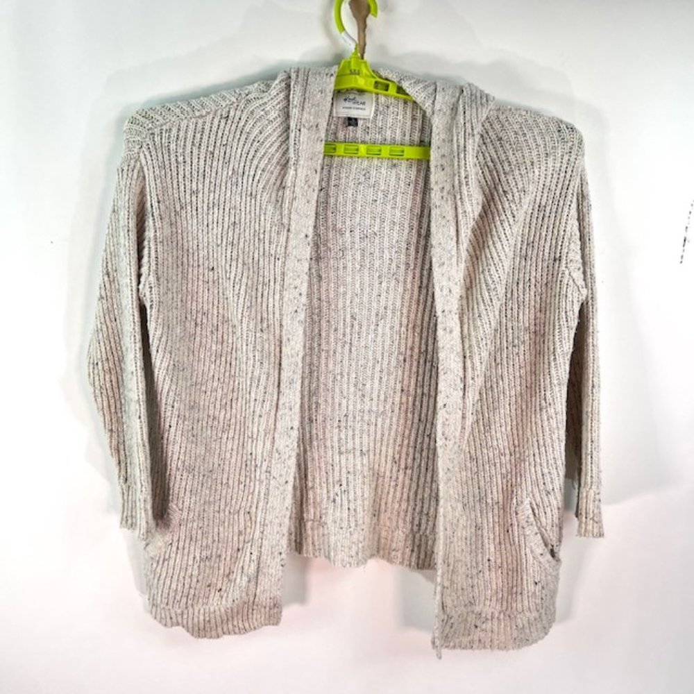 Knit Wear Cable Knit Cardigan Sweater Womens Size S/M Cotton Pockets Hippie Hood